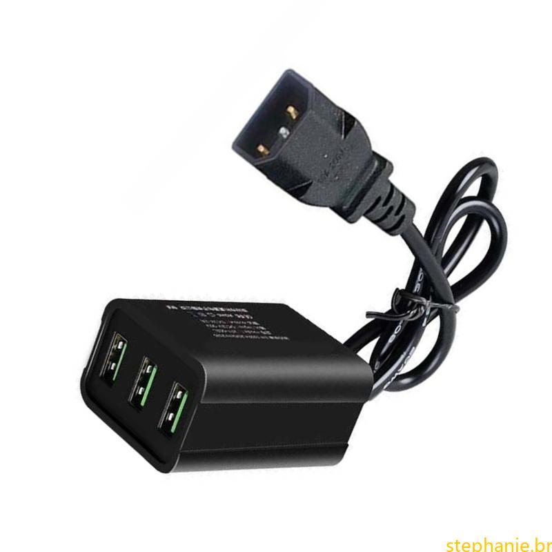 Carregador USB Saída Três Portas Compatível Motocicleta Elétrica 12V 90V