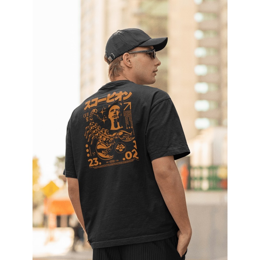 Camisa Camiseta Oversized Gola Alta Streetwear Masculino e Feminino para Treino e Dia a Dia Preto e Off Whte Estampado