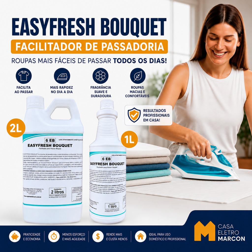 Easyfresh Bouquet Spartan Facilitador Finalizador De Passar Roupas 1L/2L Cheiro De Rico Concentrado
