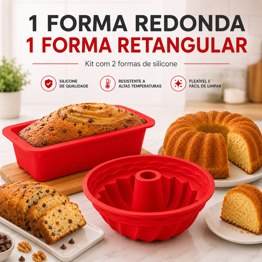 Forma De Silicone Bolo Vulcão Pudim E Forma Retangular Pão Antiaderente Flexivel Forno Air Fryer