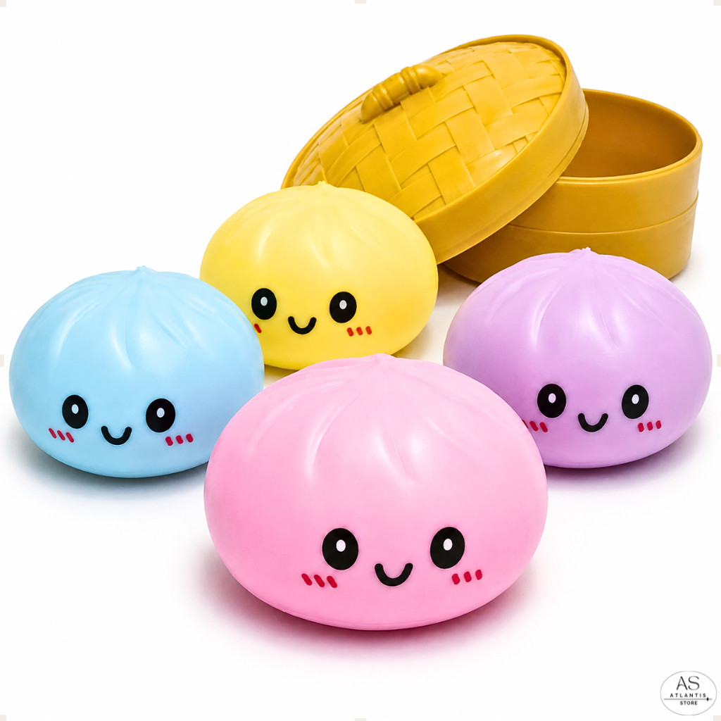 Squishy Surpresa Dumpling Bolinho Bao Antiestresse Macio Fidget Toy Sensorial Com Cestinha Squishy
