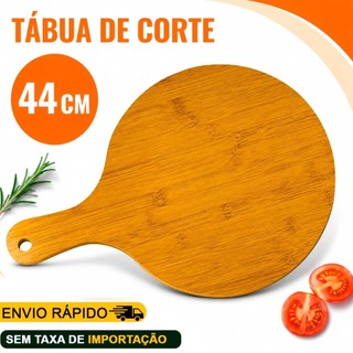 Tabua para Corte Redonda Grande 44x30 em Madeira Servir Multiuso Pizza Frios Churrasco