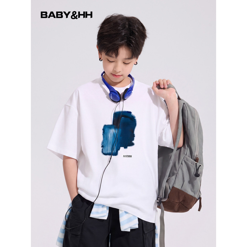 Meninos roupas de verão coreano Van Solona gelo manga curta camiseta branca 2026 novo estilo crianças meninos meia manga