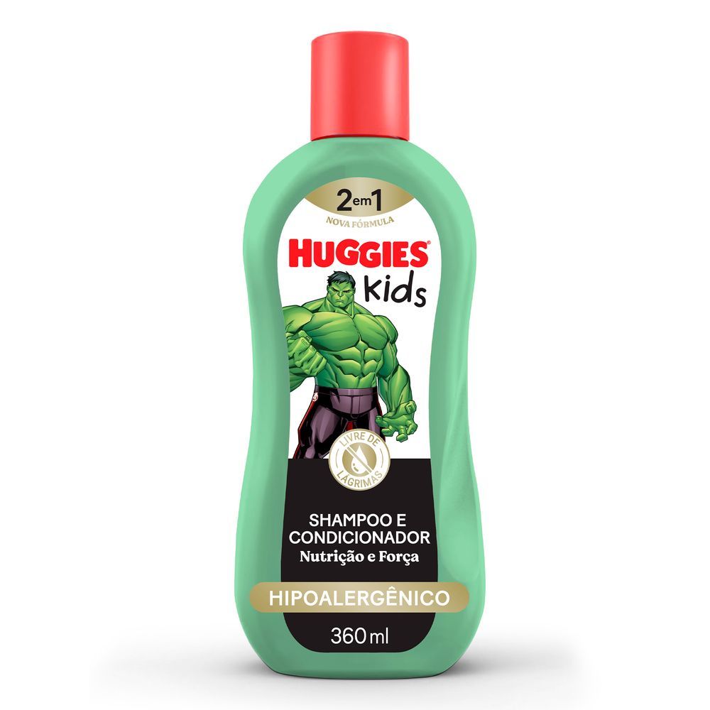 Shampoo e Condicionador 2 em 1 Huggies Kids Nutrição e Força Hulk  360 ml