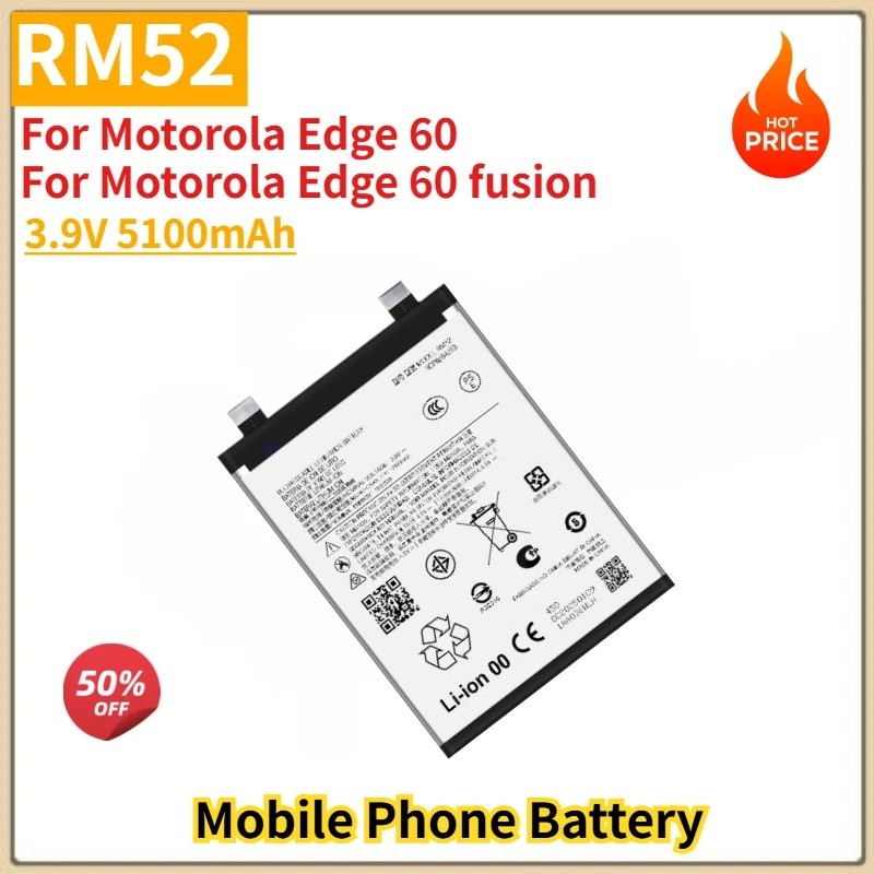 Bateria De Telefone De Alta Qualidade RM52 3.9V 5100mAh Para Motorola Edge 60/Fu