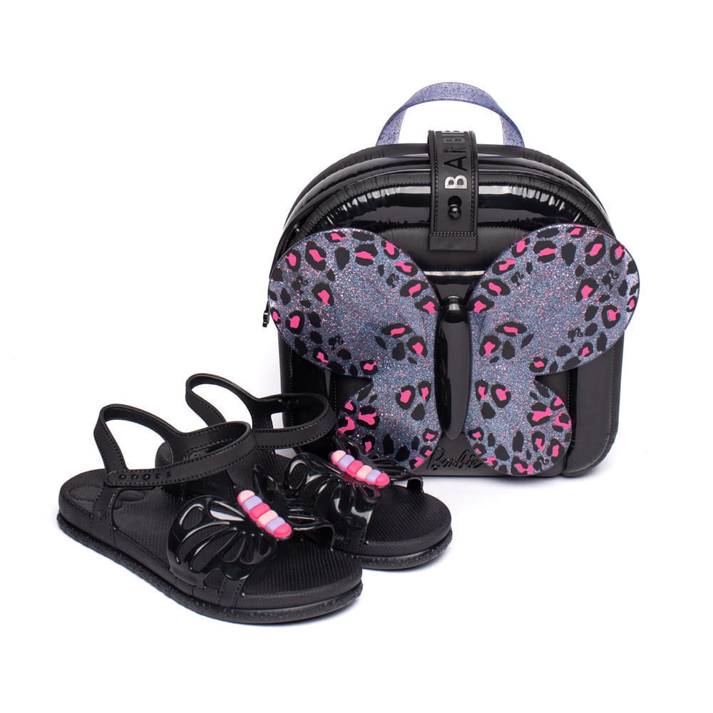 Sandália Infantil Grendene Barbie Fly com Mochila Preto