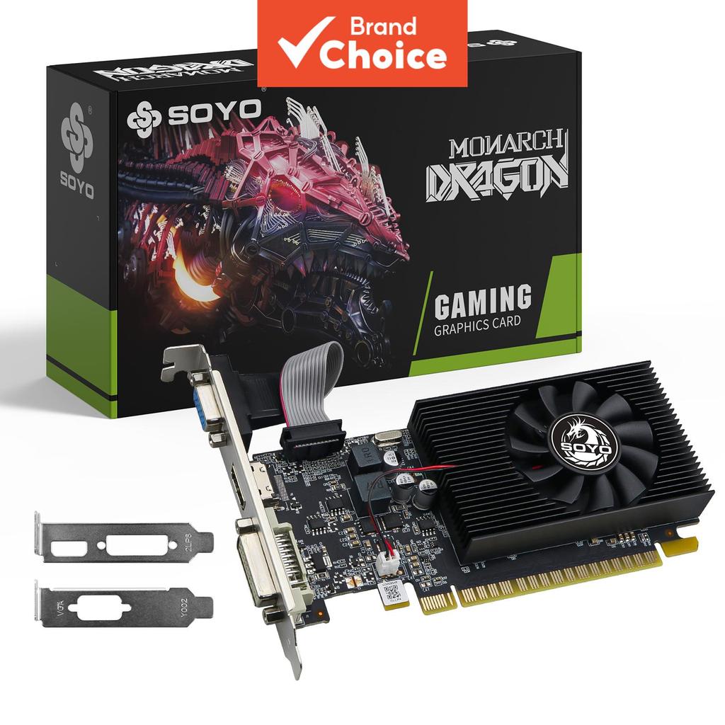 Placa de vídeo para jogos SOYO GT740 4GB DDR3 - NVIDIA GeForee GT740, PCIe 3.0 16x, portas VGA DVI, ideal para jogos e