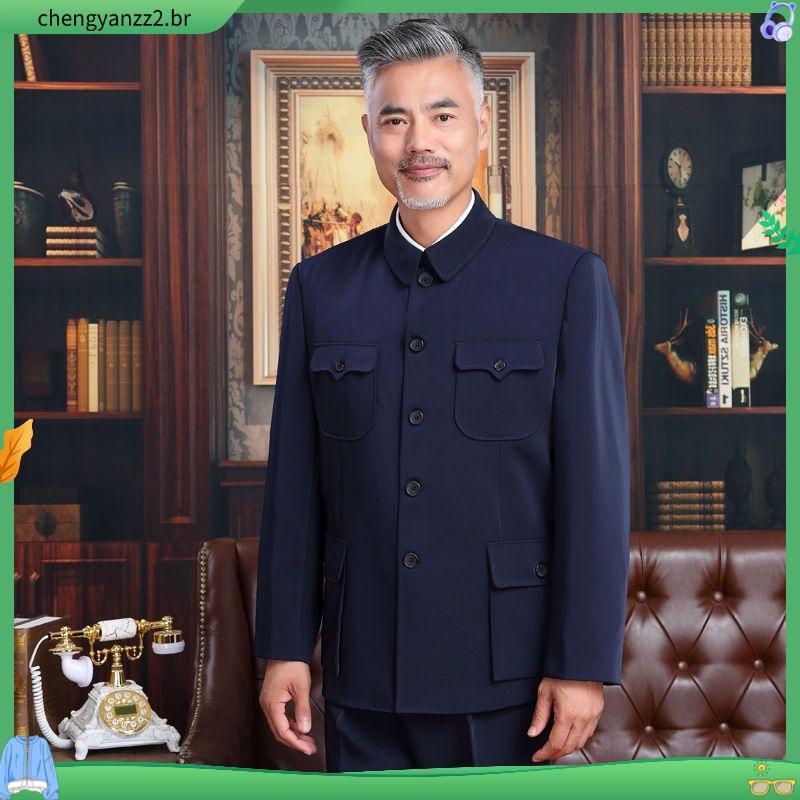 Zhongshan roupas masculinas de meia-idade idosos terno topos jaquetas para idosos roupas étnicas roupas do pai