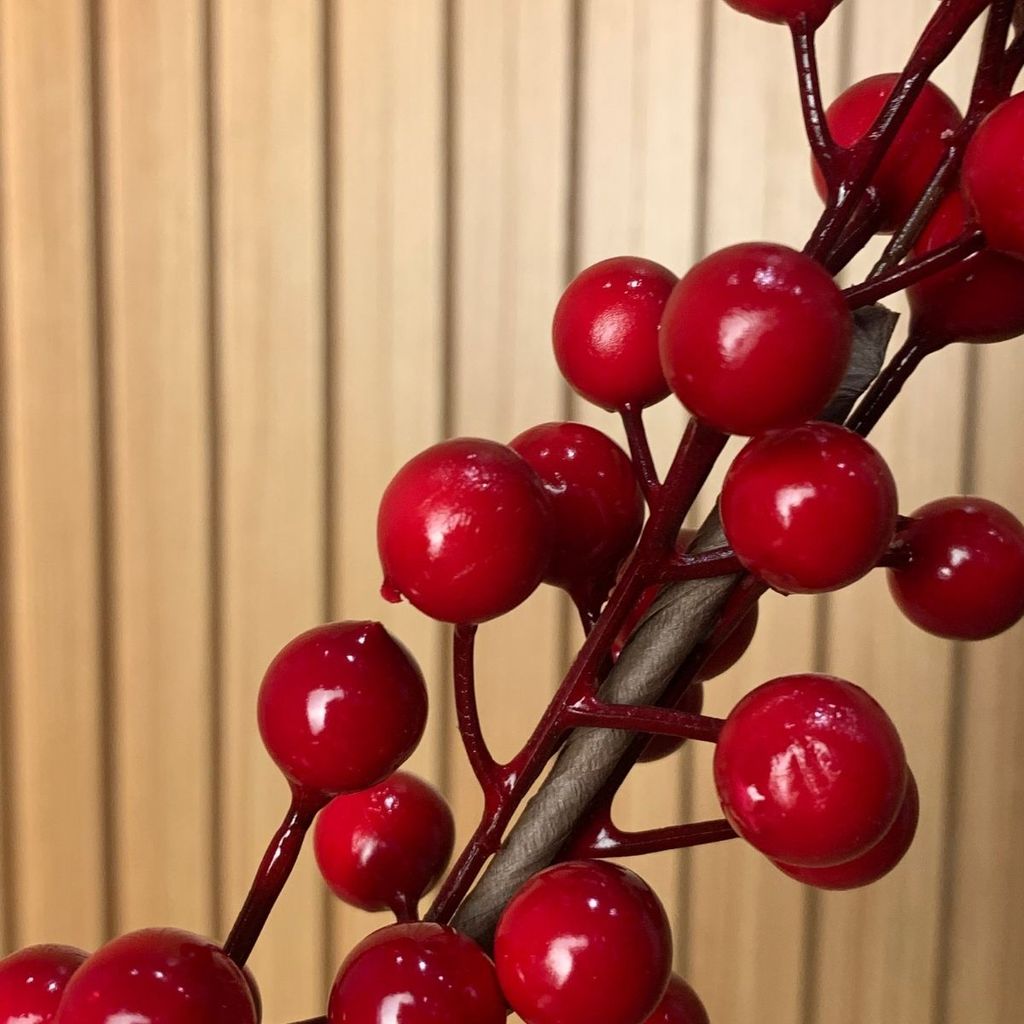 Galhos Azevinho Cereja Artificial Para Natal Decoração · foto 2