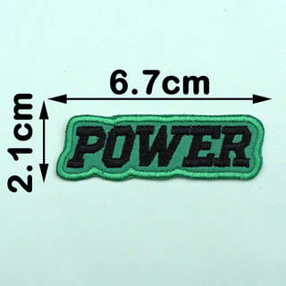 "POWER" Inglês Art Font Bordado Pano Patch Costura Patch ou Velcro Roupas Mochila Decoração Patch