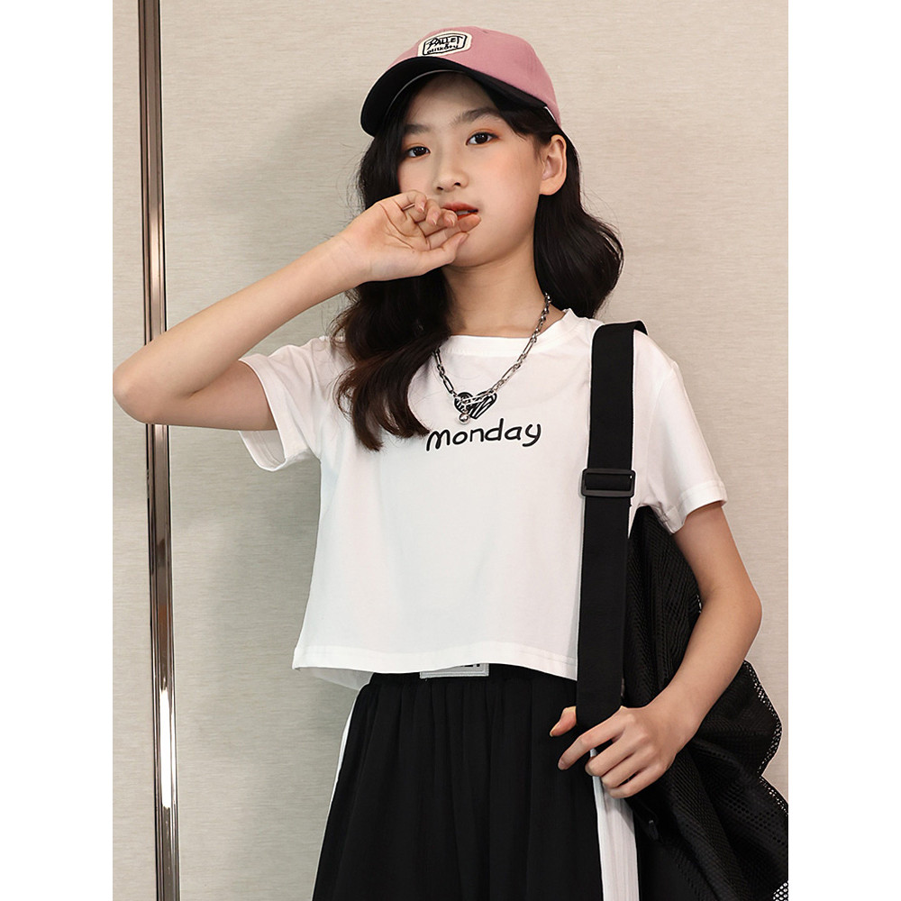 Meninas camisetas de manga curta verão versão coreana camisetas grandes meninas moda Casual topos crianças verão moda ca