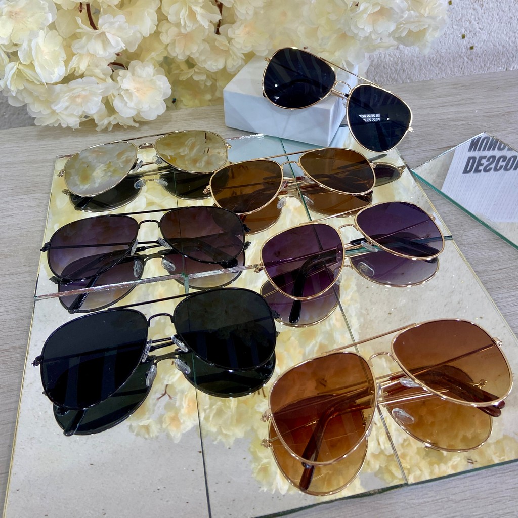 Óculos de Sol Aviador Unissex clássico Dourado Preto Masculino Feminino Diversas cores