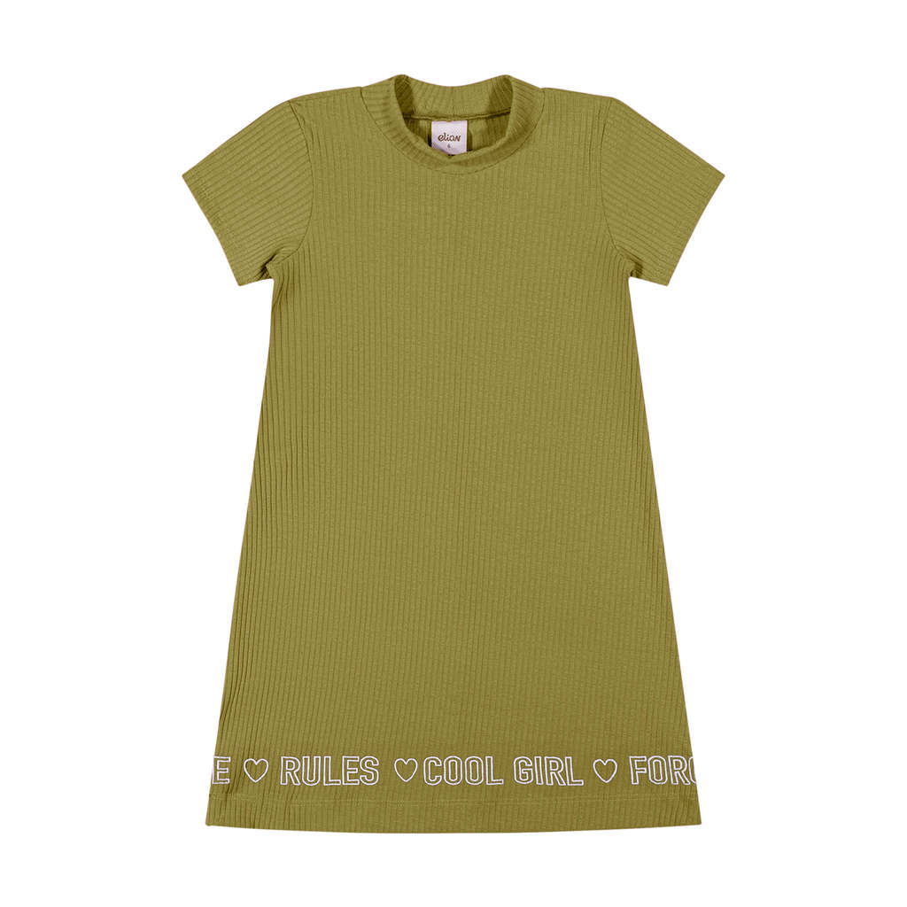 Vestido Infantil Menina Malha Canelada Elian Verde