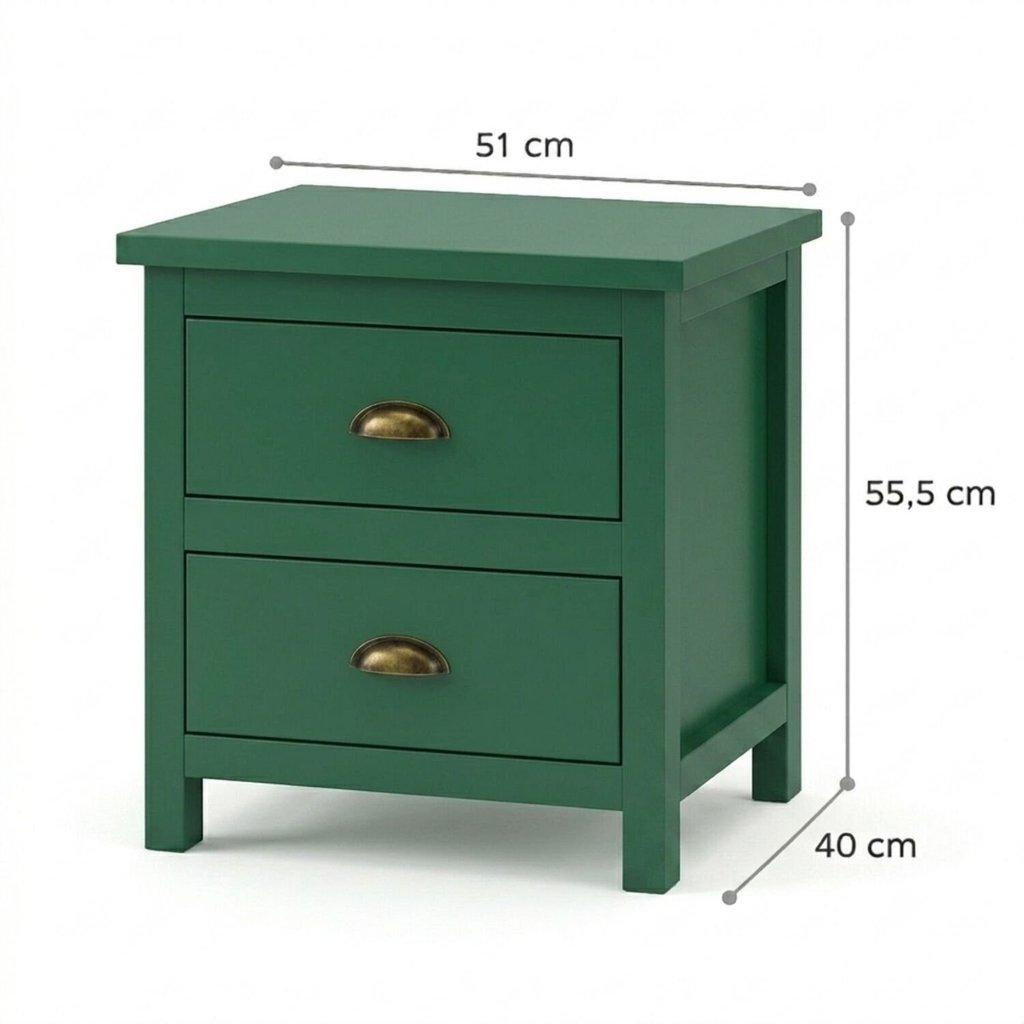 Mesa de Cabeceira com 2 Gavetas Versatille Verde — imagem 2 de 2