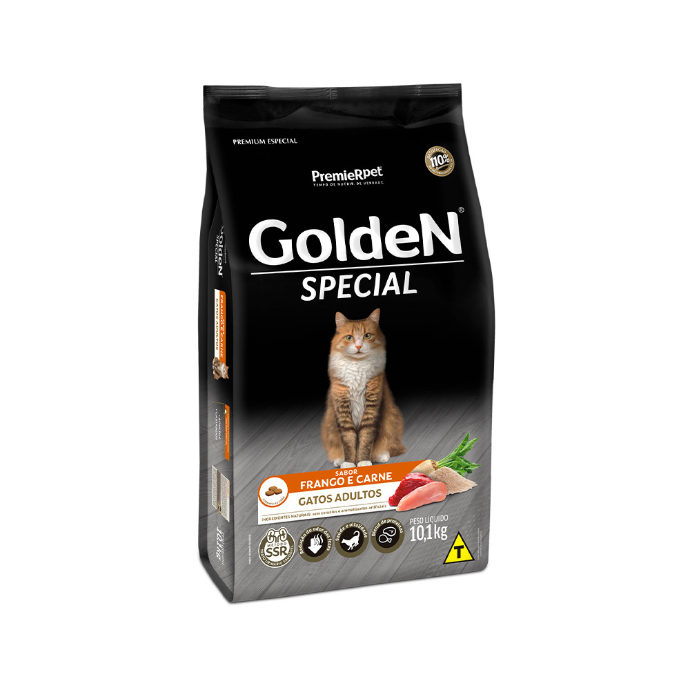 Ração Golden Special Gato Adulto Sabor Frango e Carne 10,1 kg