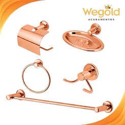 Kit Stander Rose 5 Peças - Acessórios Para Banheiro