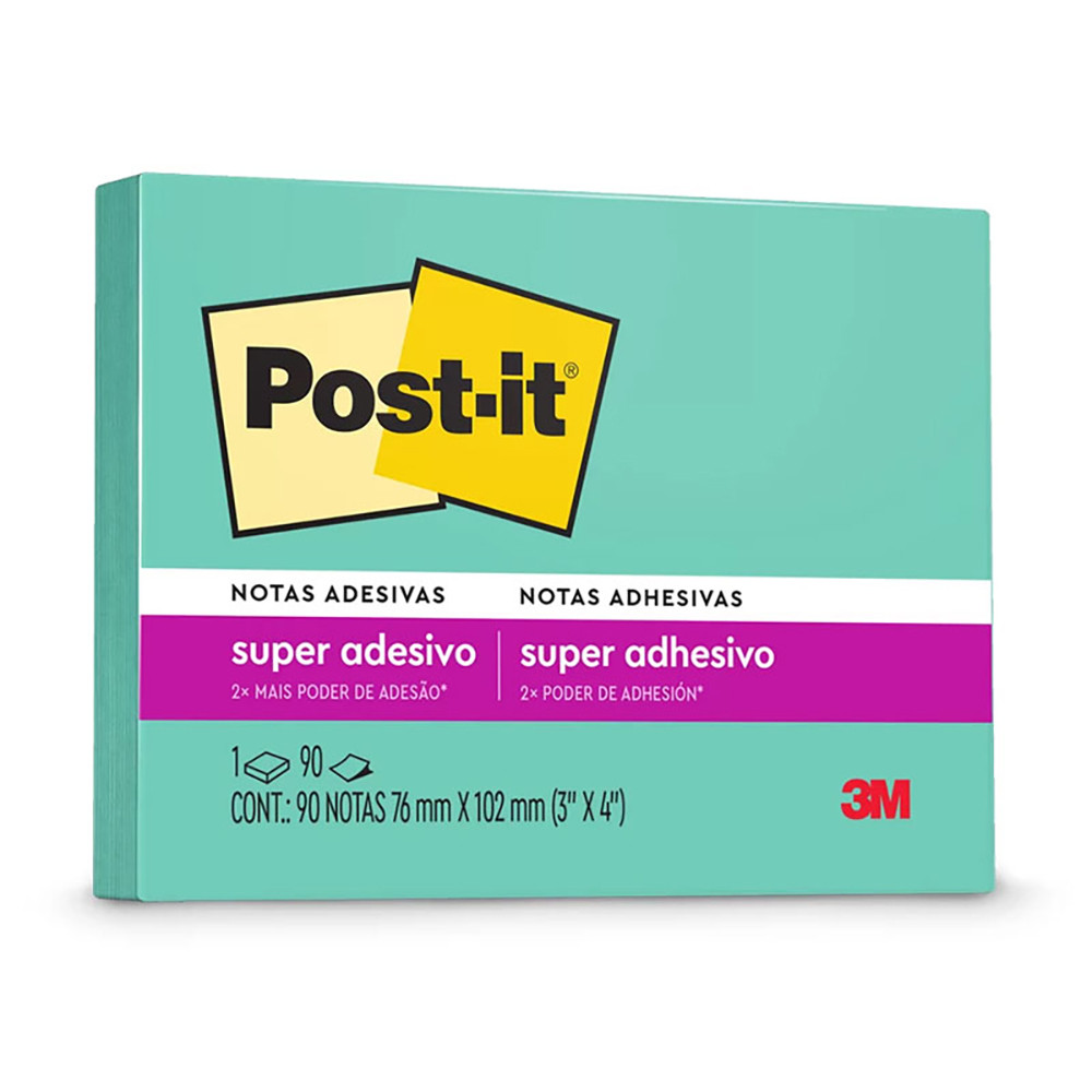Bloco de notas super adesivas Post-it Aqua Splash 76x102mm 90 folhas 3M