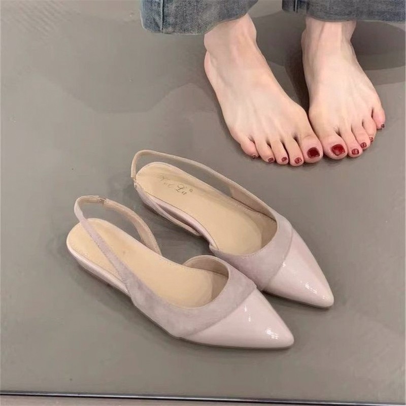 Noite vento camurça sapatos femininos 2026 verão alça traseira Baotou francês confortável elegante moda sandálias costur