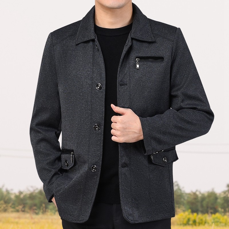 Roupas masculinas idosas de meia-idade outono inverno roupas pai jaqueta velo engrossado jaqueta masculina de meia-idade