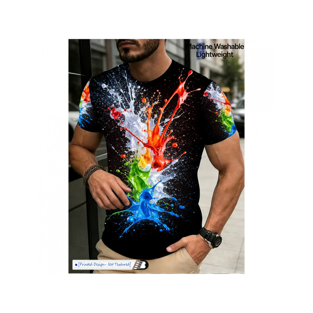 Camiseta masculina de verão novo estilo/Design de bloco de cores deslumbrante/tecido leve respirável/esportes e lazer es