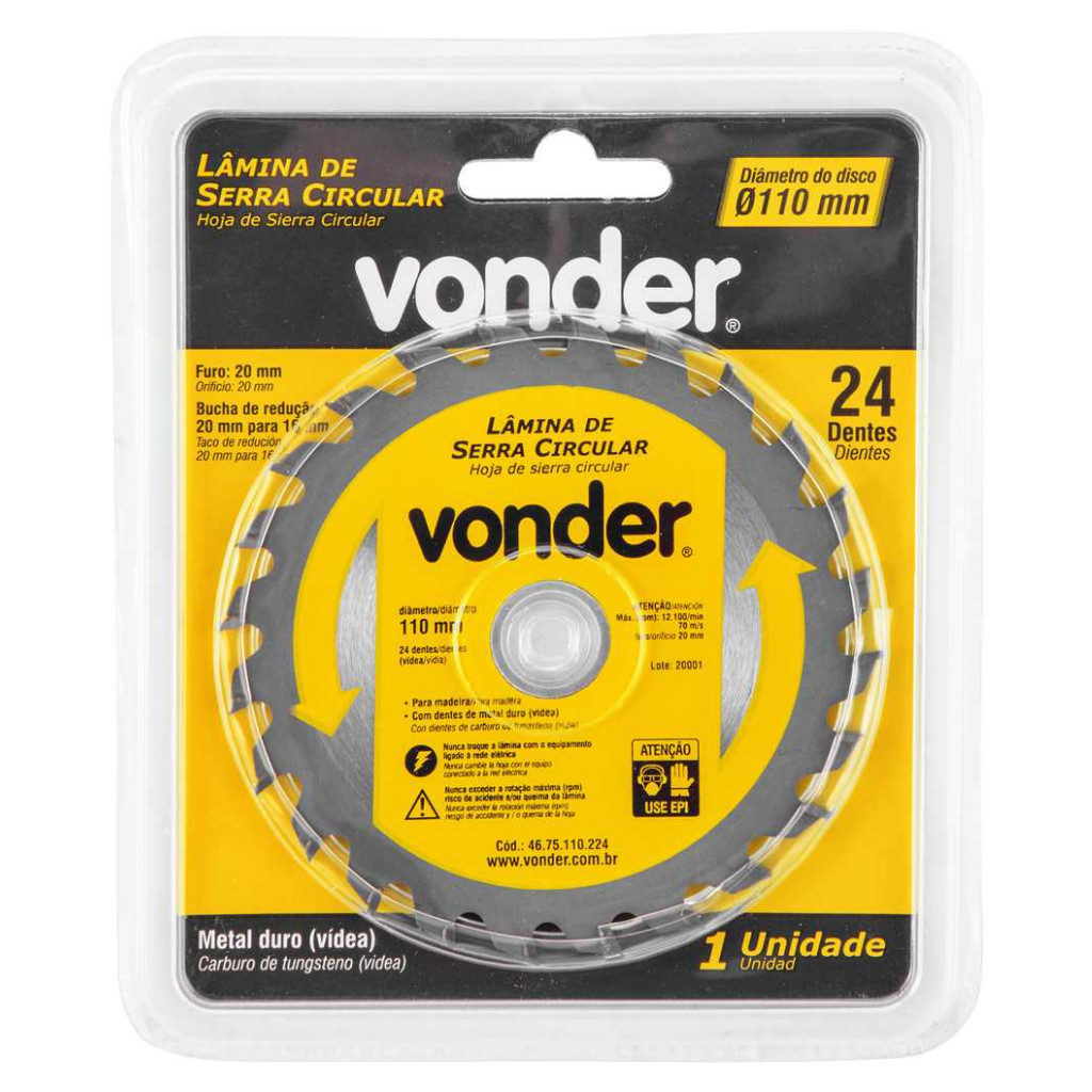 Kit com 4 Discos de Corte Vonder 110mm: Serra Circular + Diamantados V1 V2 V3 — imagem 2 de 2
