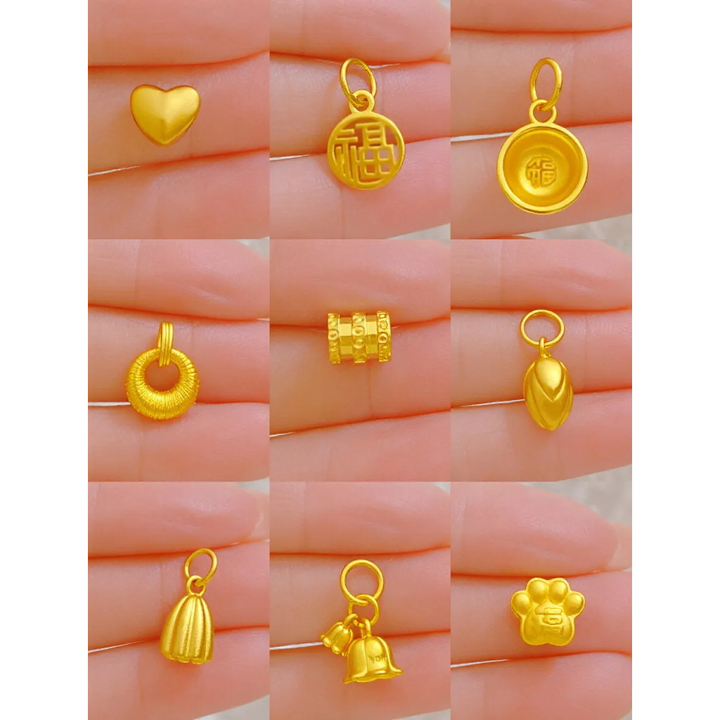 Areia ouro trevo de quatro folhas pingente simulação feminina banhado a ouro 999 amor flor pingente sem corrente acessór