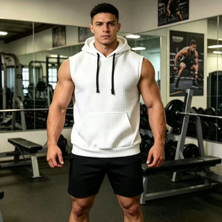 Colete masculino xadrez pequeno, estilo europeu-americano, em estoque, casual, sem mangas, para treino 3JBB