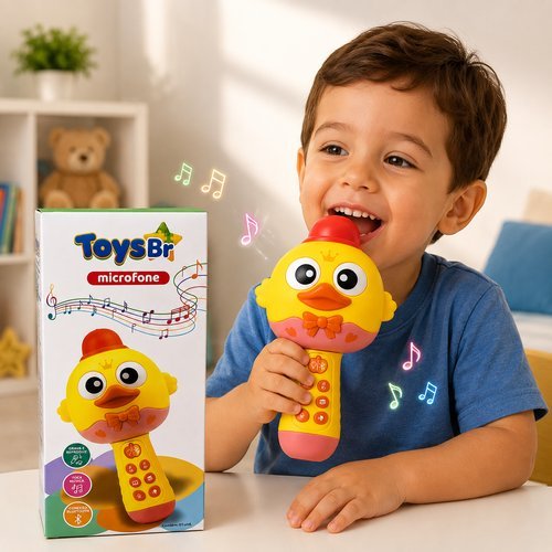 Microfone Infantil Bluetooth Recarregavel Historias Musicas Diversao Crianca Som