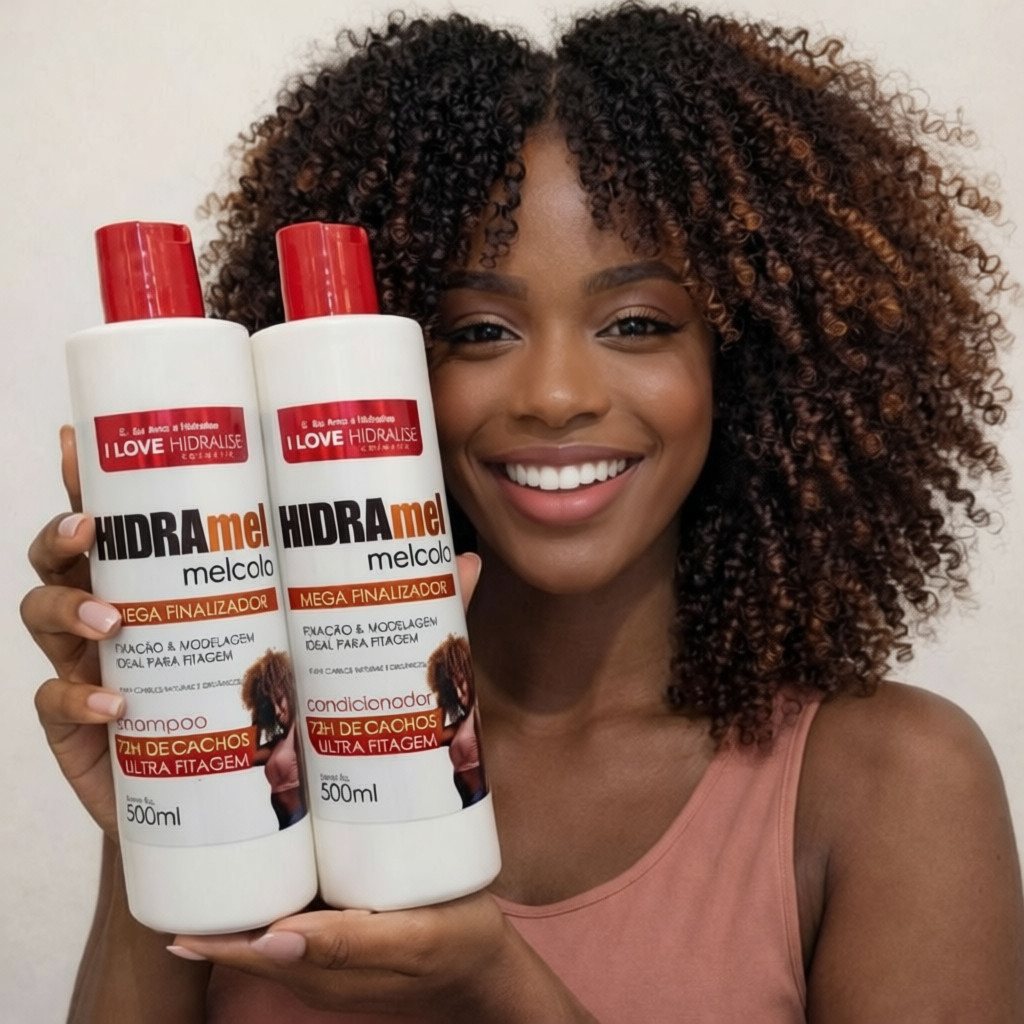 KIT Mel Cola SHAMPOO + CONDICIONADOR 500ml Cada Hidratante Cabelos Cacheados Ondulados Crespos