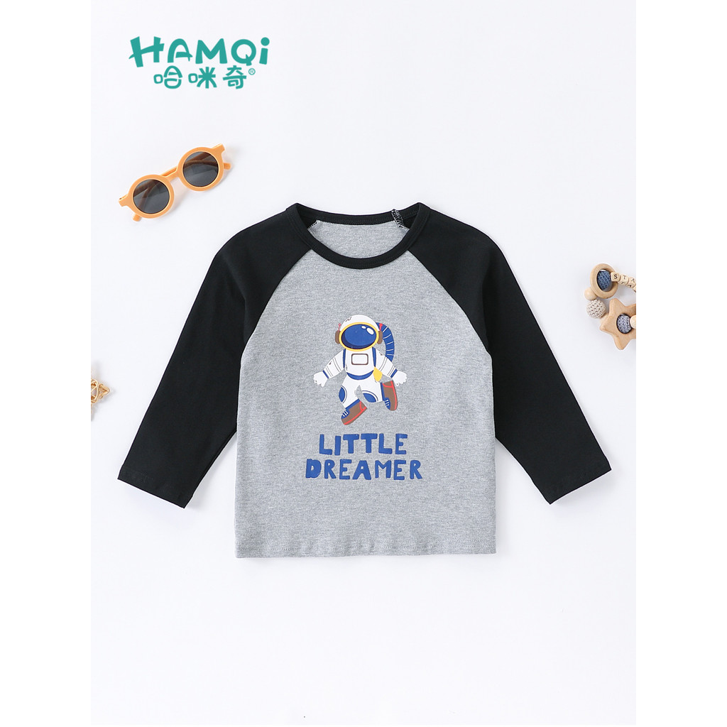 Meninos camiseta de manga comprida primavera outono roupas infantis algodão puro crianças pequenas Casual contraste cor 