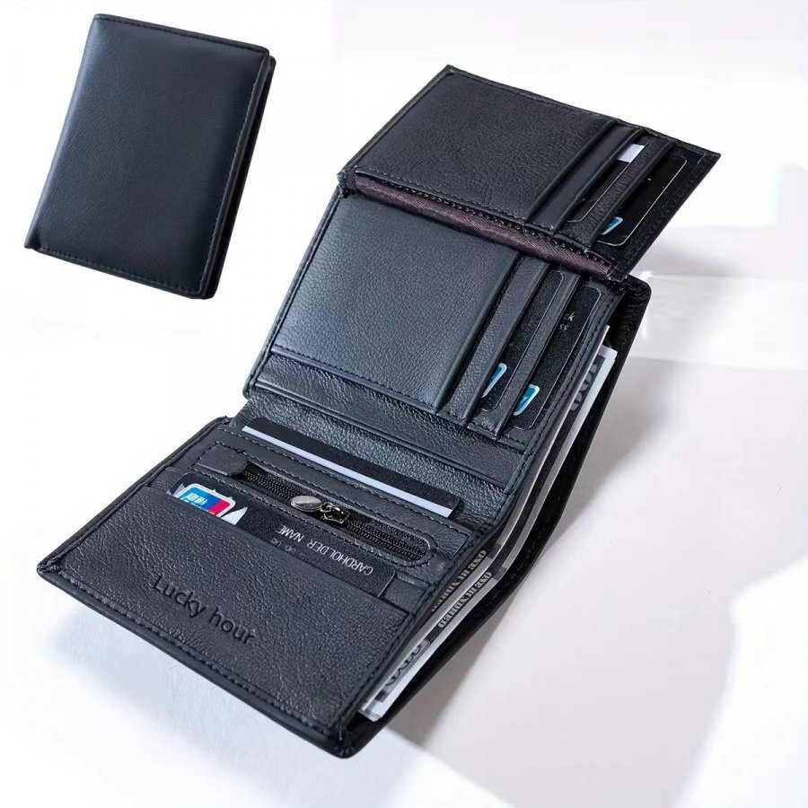 carteira masculina carteira masculina com ziper Carteira masculina estilo carteira compacta de couro genuíno, carteira t