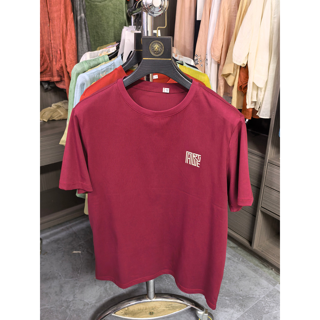 H Home Cut Labels Estilo Simples Masculino Gola Redonda Camiseta de Manga Curta Verão Fresco Respirável All-Match Solto
