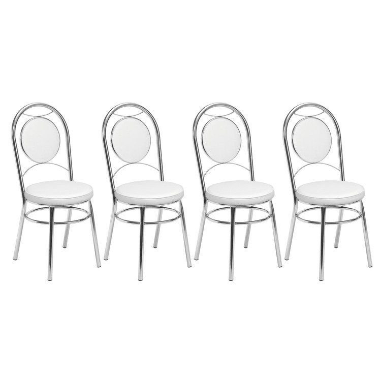 Conjunto 4 Cadeiras para Cozinha Debrum Yescasa Cromado/Branco Cromado/Branco