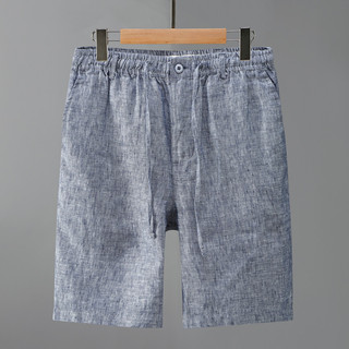 Luz de luxo fio-tingido tecido puro linho elástico cintura Shorts masculino tecido linho completo respirável confortável