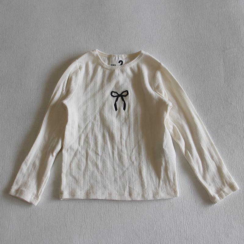Comércio exterior meninas cor sólida puro algodão estiramento manga comprida camiseta crianças respirável macio All-Matc