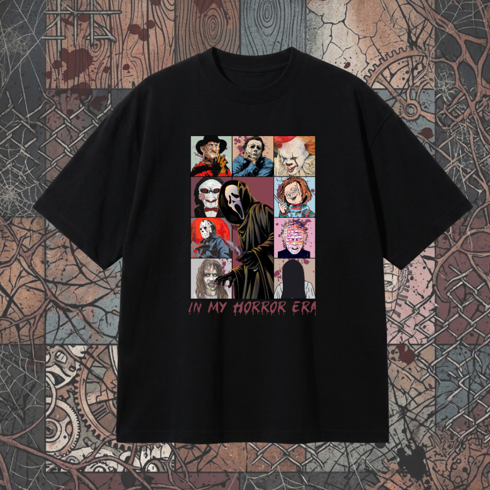 Camiseta Halloween Personagem Terror Quadrinho Vintage Horror Geek Unissex Oversized Long Feminino Masculino Dark Street