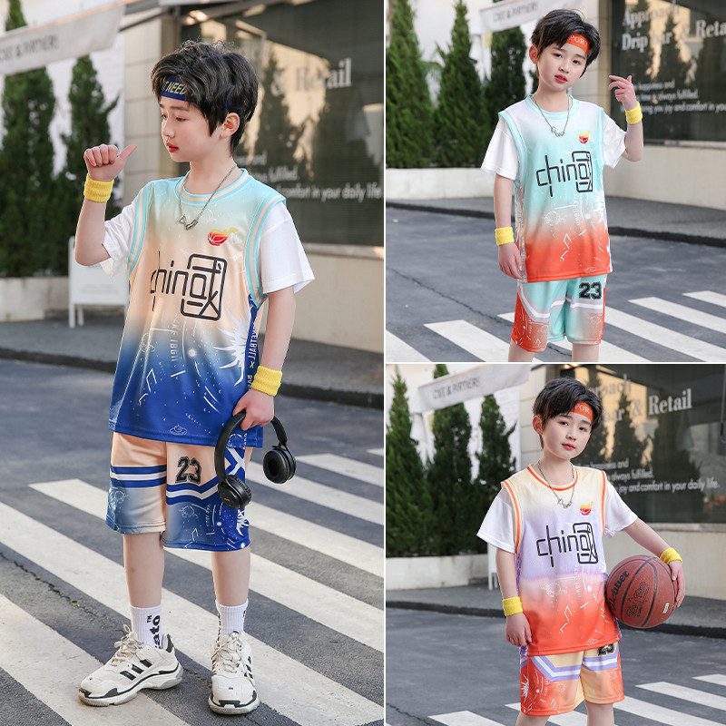 Crianças uniforme de basquete terno meninos verão jardim de infância médio grande crianças colete esportivo meninos meni