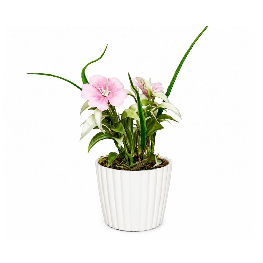 Vasinho Decorativo Branco com Flor do Campo Artificial Casa