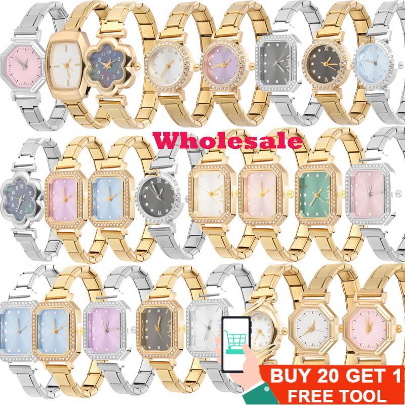 Moda Feminina DIY 9MM Largura Italiano Elástico Charme Relógio Inoxidável Pulseira Para Festa Amigo Esposa Aniversário J
