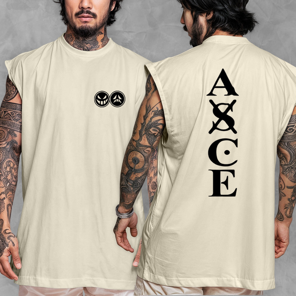 Camiseta Regata Oversized Streetwear Estampada One Piece ASCE Em Algodão