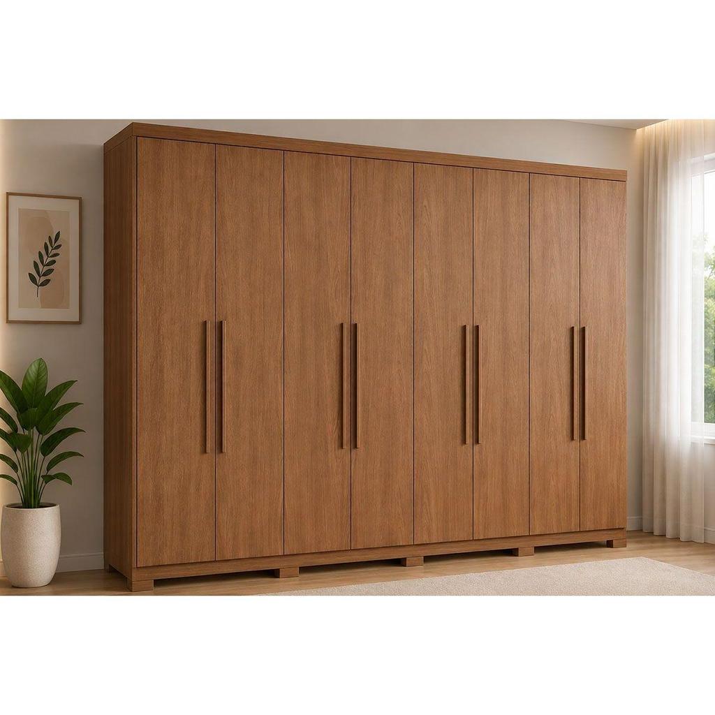 Guarda Roupa Casal 8 Portas e 4 Gavetas c/ Pés Master New 8.4 Jatobá - Santos Andirá