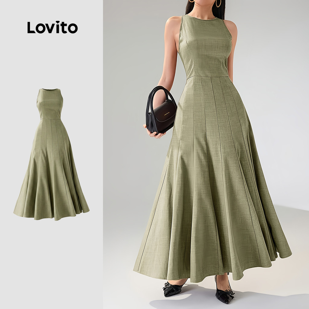 Lovito Vestido Verde Elegante para Mulheres - Vestido de Festa/casamento/dama de Honra - LK4ED666