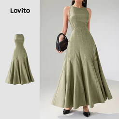 Lovito Vestido Verde Elegante para Mulheres - Vestido de Festa/casamento/dama de Honra - LK4ED666