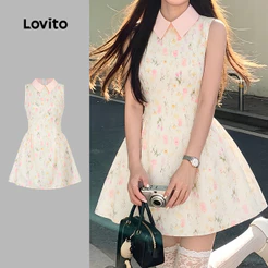 Lovito Vestido Casual com Padrão Colorblock Vestido Feminino Primavera/Verão L198ED289