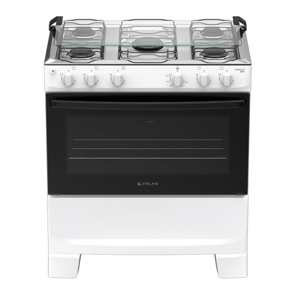 Fogão 5 Bocas Atlas Mônaco Plus com Mesa Inox - Branco