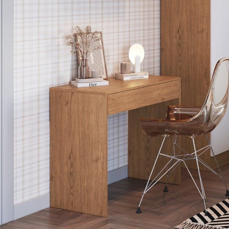 Mesa Escrivaninha Office X 75,5 Infinity 1 Gaveta 80cm Cedro Marrom Cedro