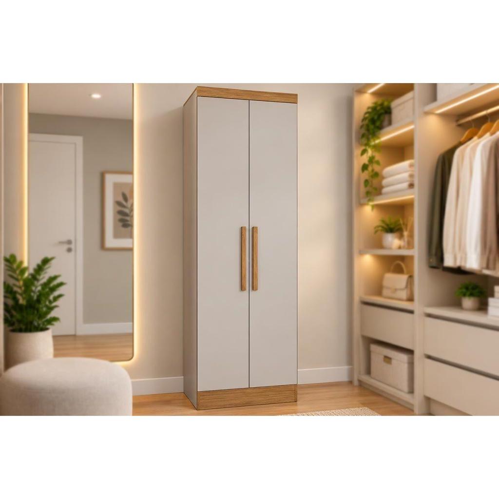 Modulado de Quarto Guarda Roupa c/ 2 Portas e 3 Gavetas Rizon/Linea Freijo Cumaru c/ Fendi - Novo Horizonte