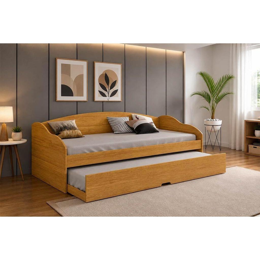 Sofá Cama Solteiro Funny III c/ Auxiliar Cinamomo - Conquista