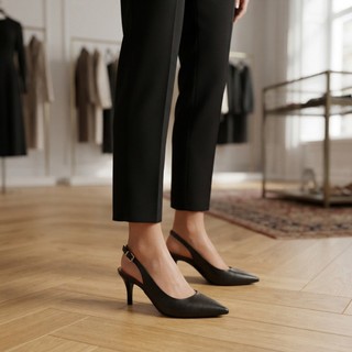 Scarpin Slingback Feminino Salto Baixo Fino Elegante Conforto Vizzano