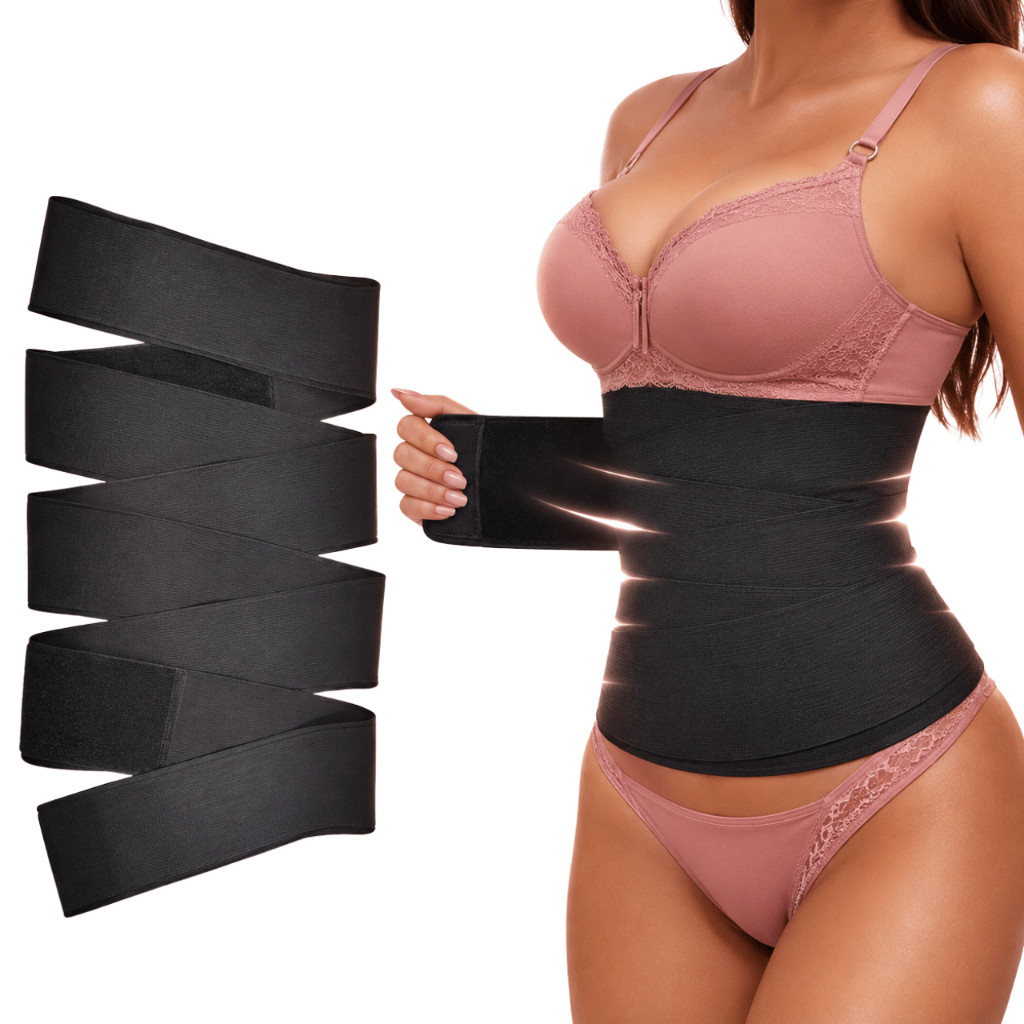 Cinta Modeladora Feminina Abdominal 3m/5m Redutora De Medidas Pós Parto Alta Compressão Ajustável Confortável Respirável